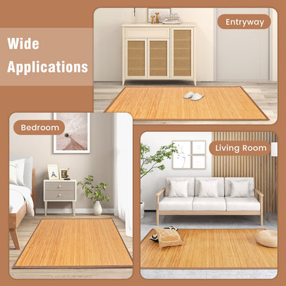 Alfombrilla de bambú de 5 x 8 pies con reverso antideslizante para sala de estar o dormitorio