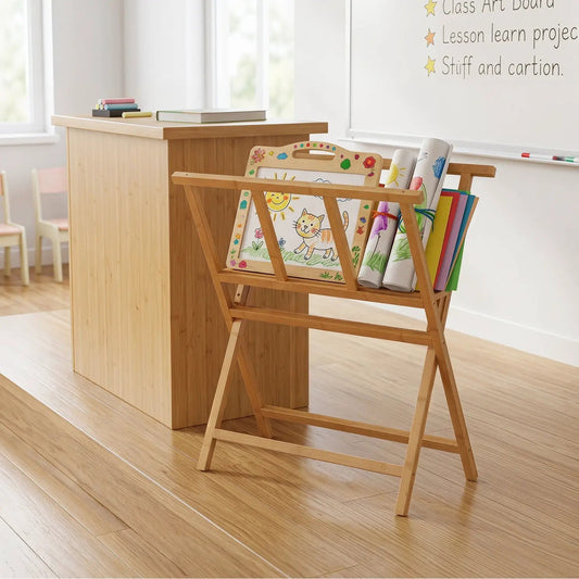 Bamboo art print rack by DirectDeals for canvas storage and display in classroom on Tampa Home & Garden Store