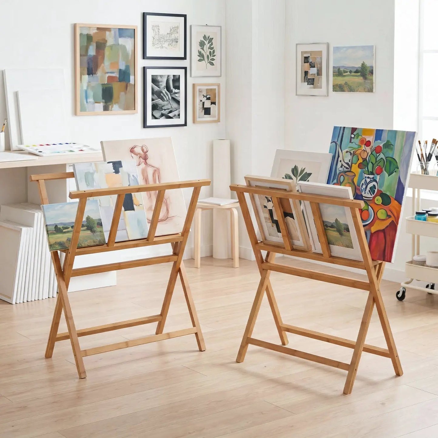 Bamboo Art Print Rack for Canvas Display