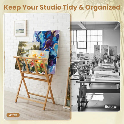 Bamboo Art Print Rack for Canvas Display