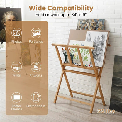 Bamboo Art Print Rack for Canvas Display
