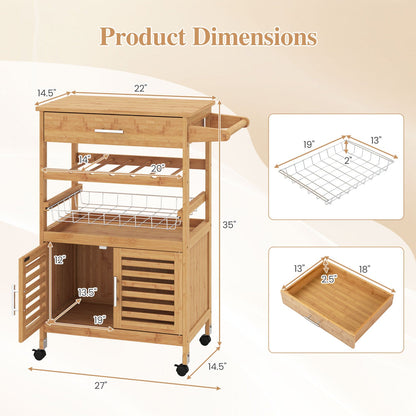 DirectDeals Rolling Kitchen Island Cart with wine rack, wooden drawers, basket on wheels on Tampa Home & Garden Store