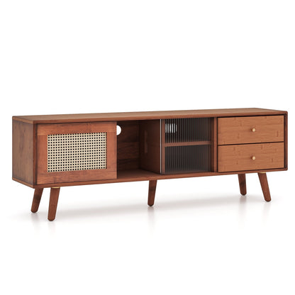 Mueble de TV de bambú para televisores de hasta 65 pulgadas - Marrón