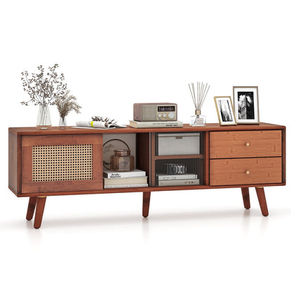 Mueble de TV de bambú para televisores de hasta 65 pulgadas - Marrón