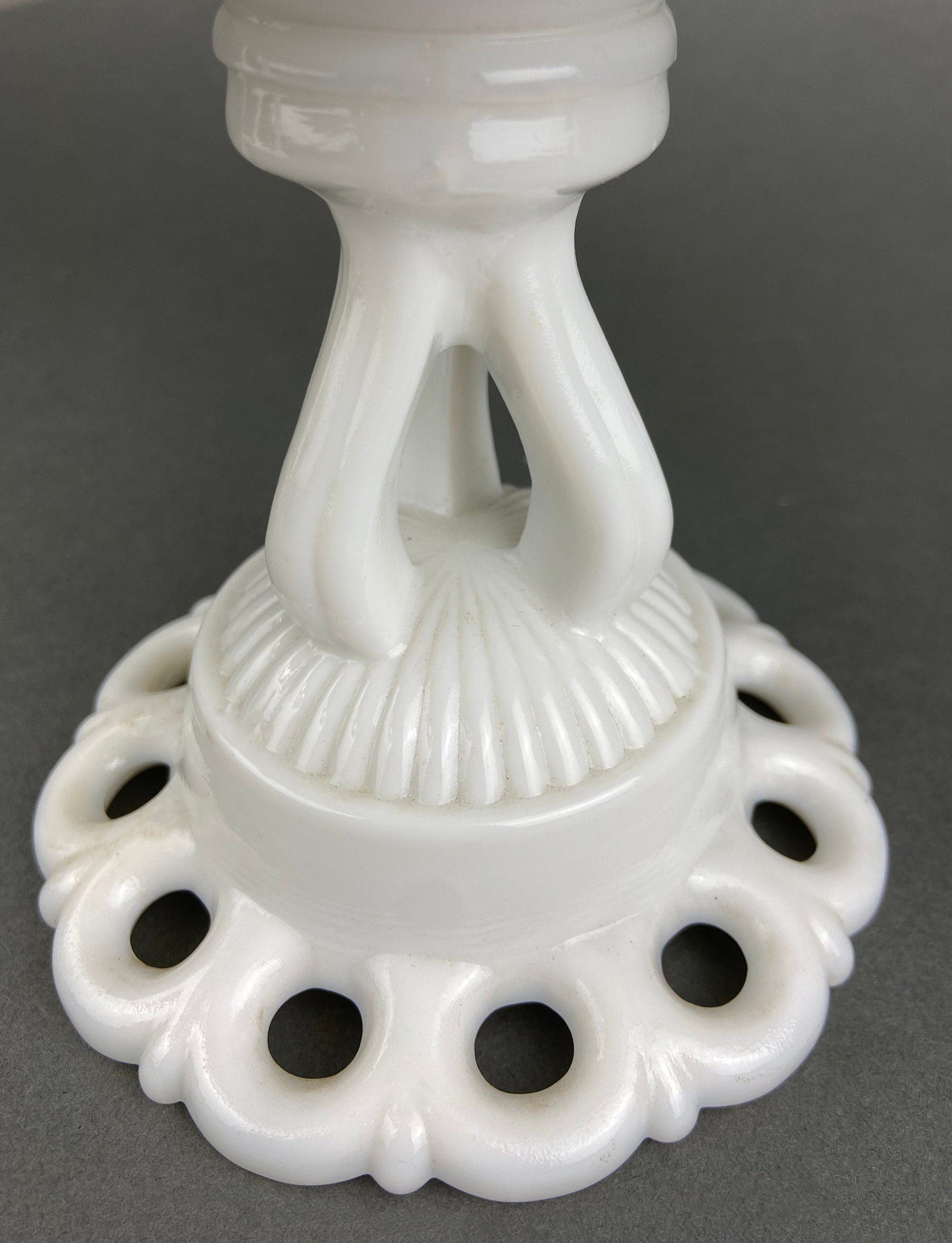 Banana Bowl. Westmoreland Vintage Milk Glass Pedestal Bowl. Reticulated Edge and Doric Stand. Table Centerpiece. - Tampa Home & Garden Store