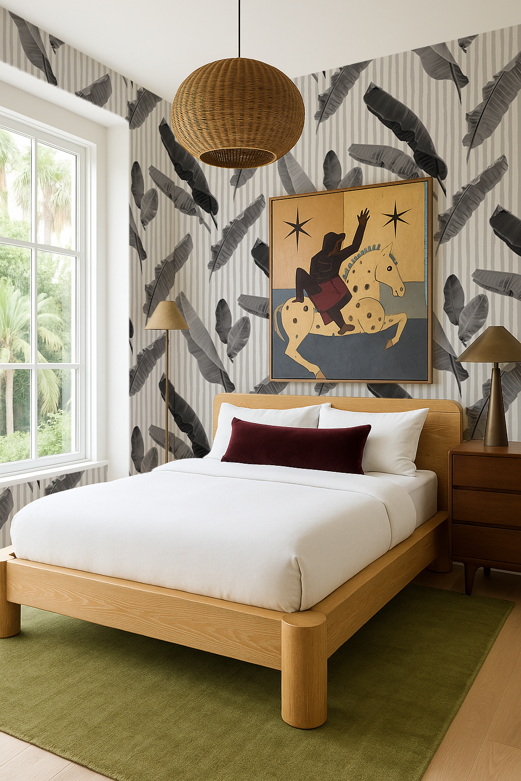 Banana Cabana Wallpaper, black and white - Tampa Home & Garden Store