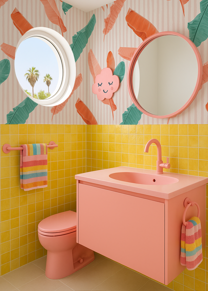 Banana Cabana Wallpaper, coral and teal - Tampa Home & Garden Store