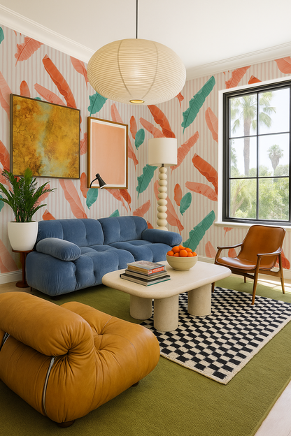 Banana Cabana Wallpaper, coral and teal - Tampa Home & Garden Store