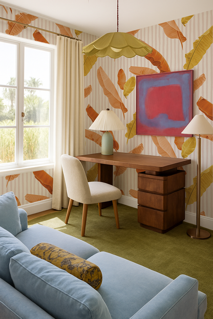 Banana Cabana Wallpaper, rust and mustard - Tampa Home & Garden Store
