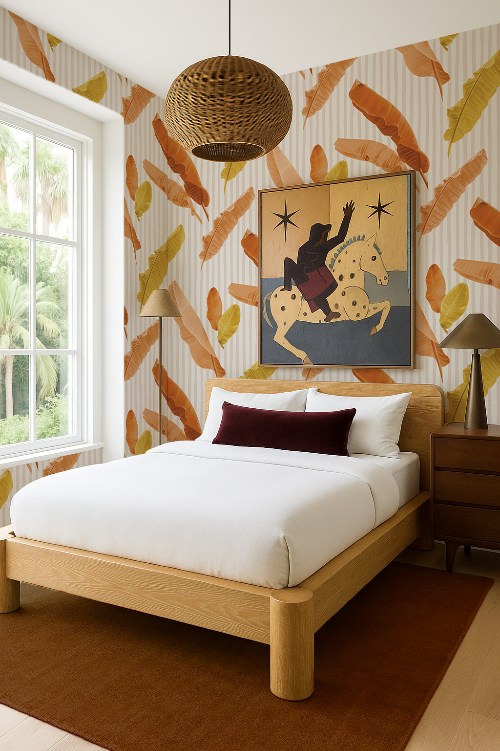 Banana Cabana Wallpaper, rust and mustard - Tampa Home & Garden Store