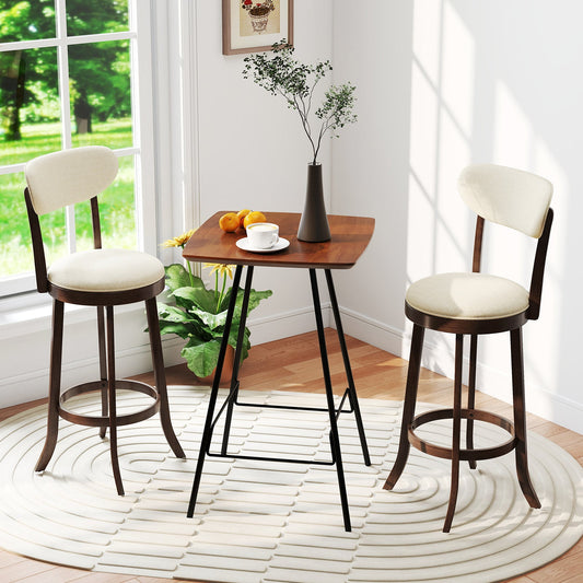 30.5 Inch Bar Height Chairs Set of 2 Swivel High Barstool with Padded Seat and Backrest-Brown - Tampa Home & Garden Store