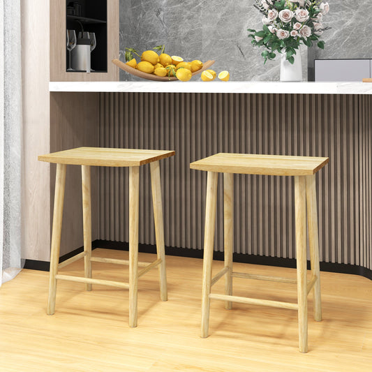 25.5 Inch Bar Stools Set of 2 with Footrest-Natural - Tampa Home & Garden Store