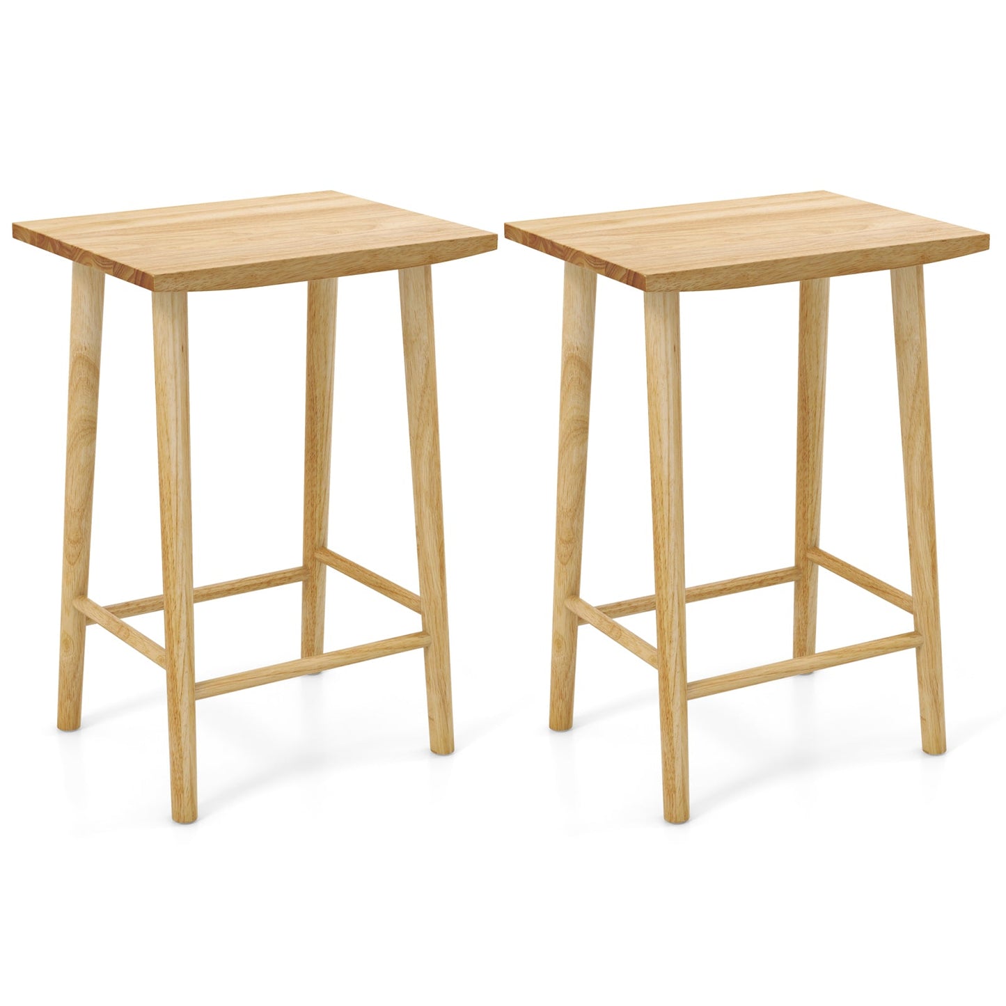 Juego de 2 taburetes de bar de 25.5 pulgadas con reposapiés - Natural
