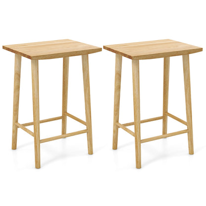 Juego de 2 taburetes de bar de 25.5 pulgadas con reposapiés - Natural