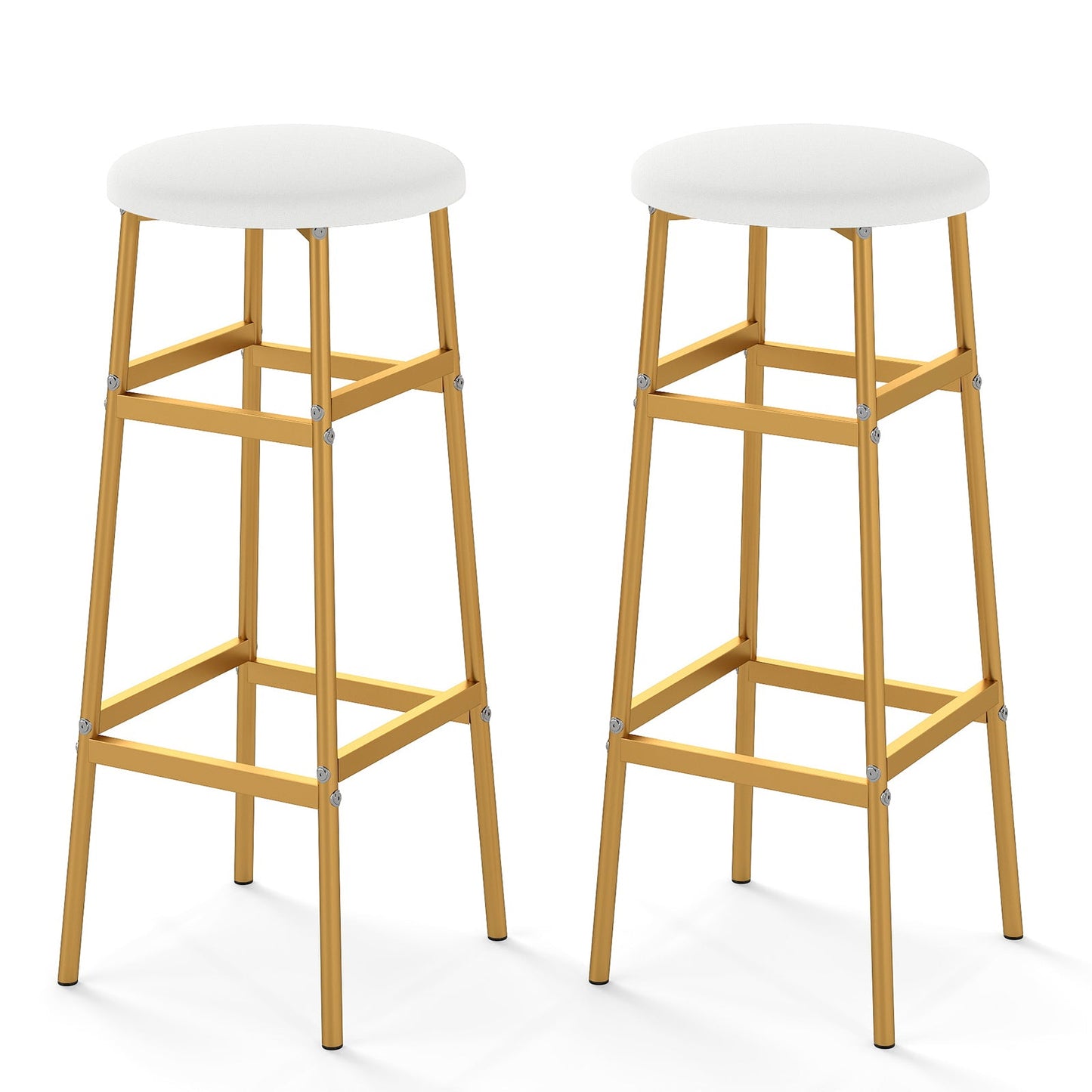 Bar Stools Set of 2 with Sturdy Metal Frame and Footrest
