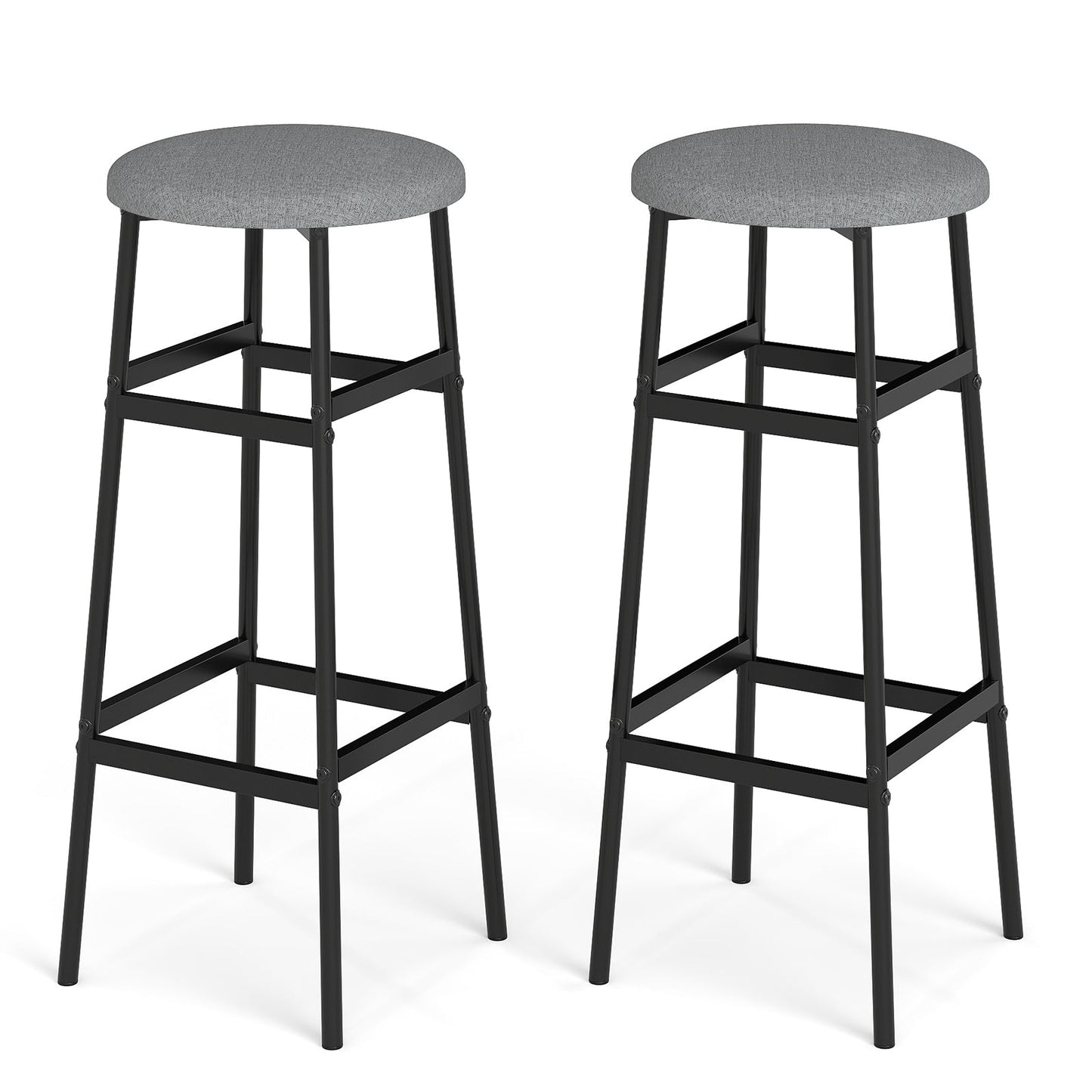 Bar Stools Set of 2 with Sturdy Metal Frame and Footrest
