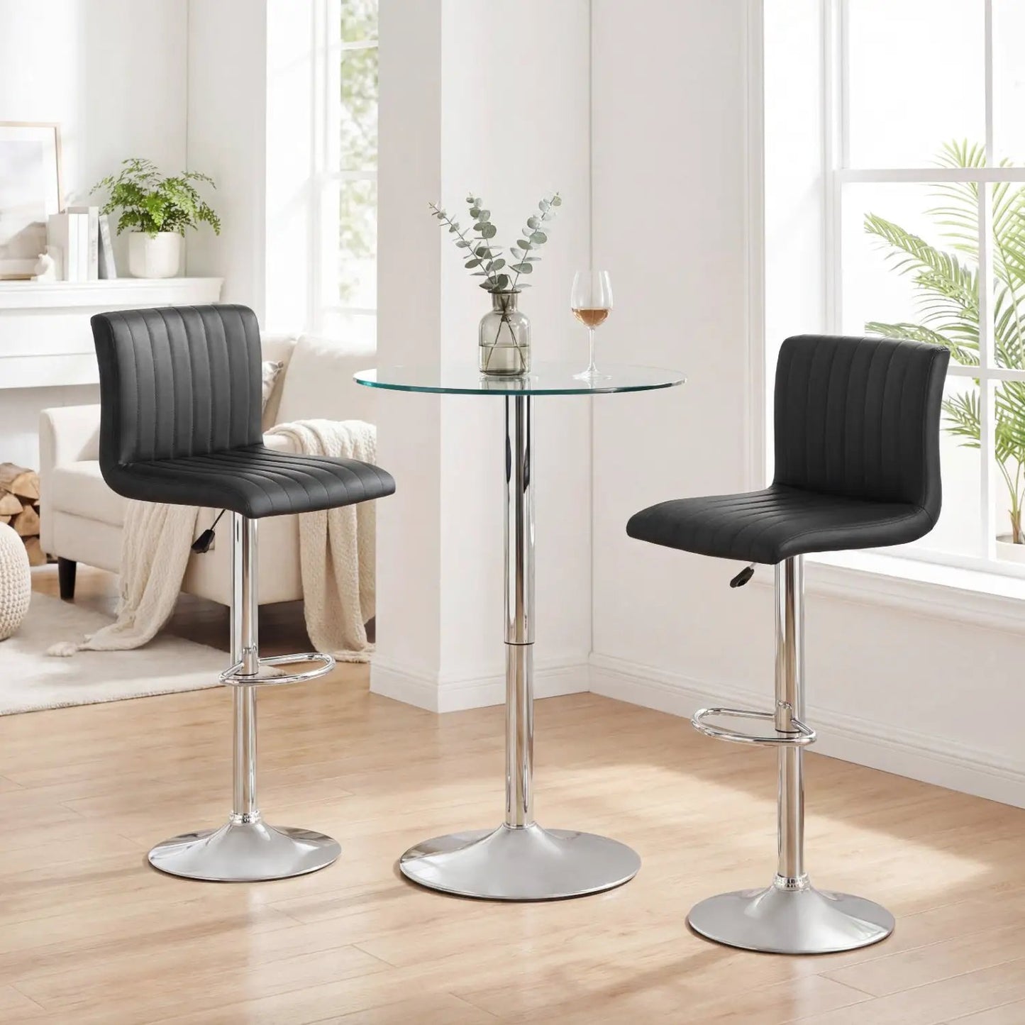 Bar Stools Set of 2 Adjustable Swivel Bar Stools