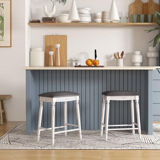 24 Inch Bar Stool Set of 2 with Padded Seat Cushions and Wood Legs-24 inches - Tampa Home & Garden Store