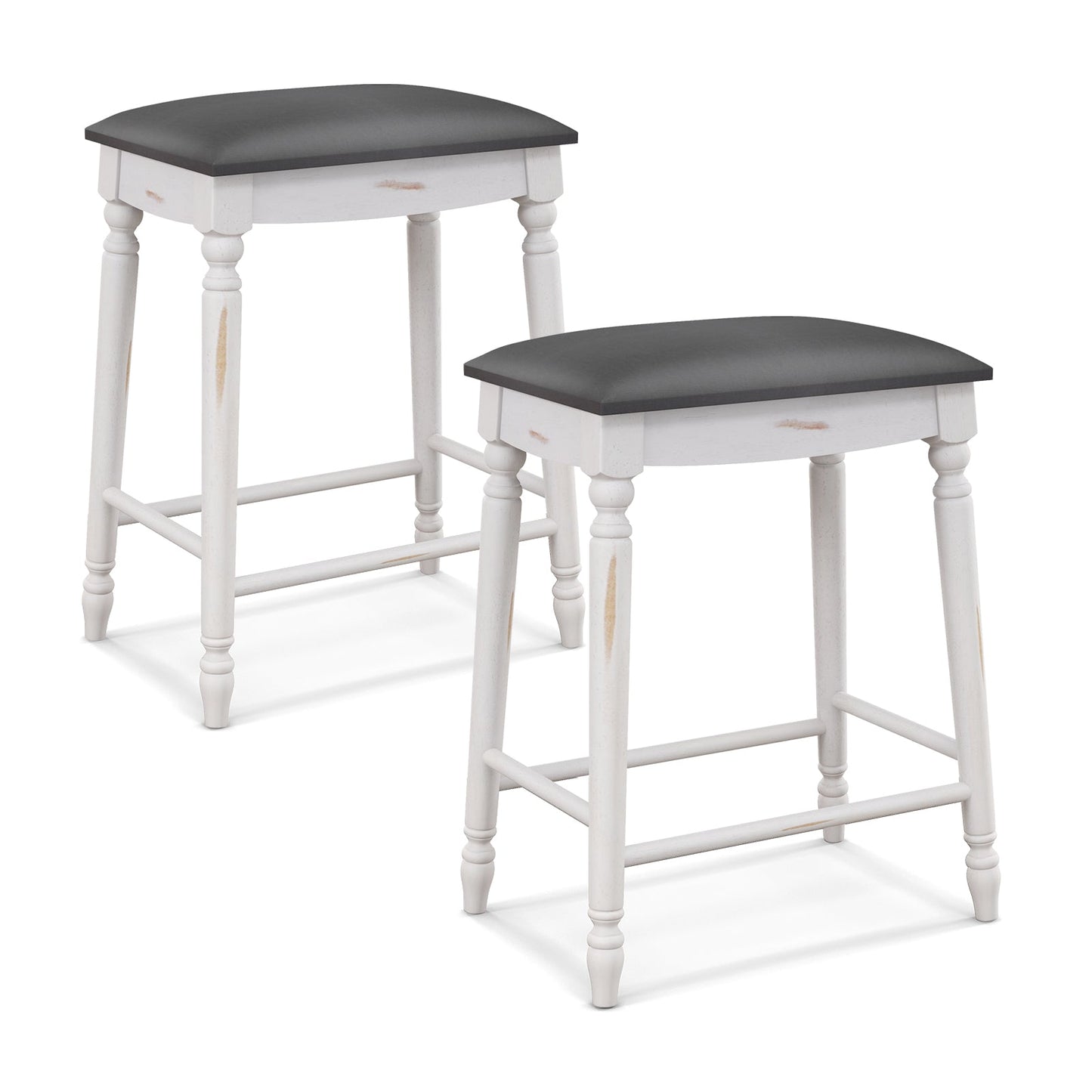 Juego de 2 taburetes de bar de 24 pulgadas con asientos acolchados y patas de madera - 24 pulgadas