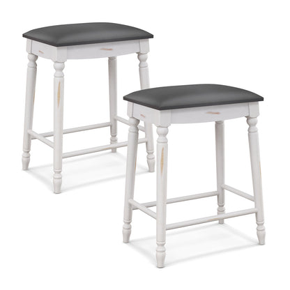 Juego de 2 taburetes de bar de 24 pulgadas con asientos acolchados y patas de madera - 24 pulgadas