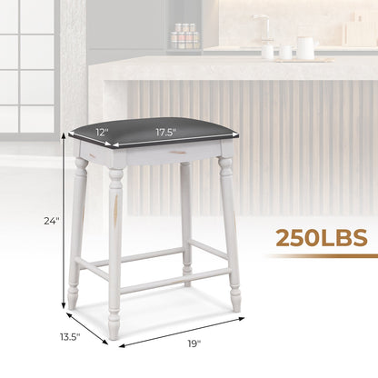 Juego de 2 taburetes de bar de 24 pulgadas con asientos acolchados y patas de madera - 24 pulgadas