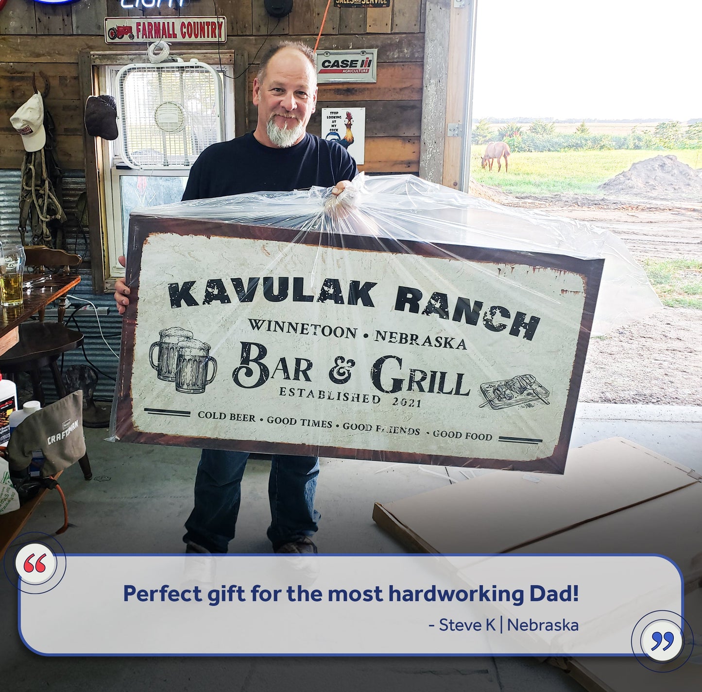 Bar and Grill Sign VIII canvas by Tailored Canvases, rustic sign reading KAVULAK RANCH BAR GRILL on Tampa Home & Garden Store