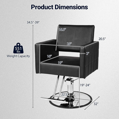 Hydraulic Salon Chair with Adjustable Height & 360° Swivel