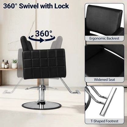Hydraulic Salon Chair with Adjustable Height & 360° Swivel
