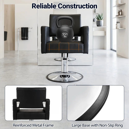 Hydraulic Salon Chair with Adjustable Height & 360° Swivel
