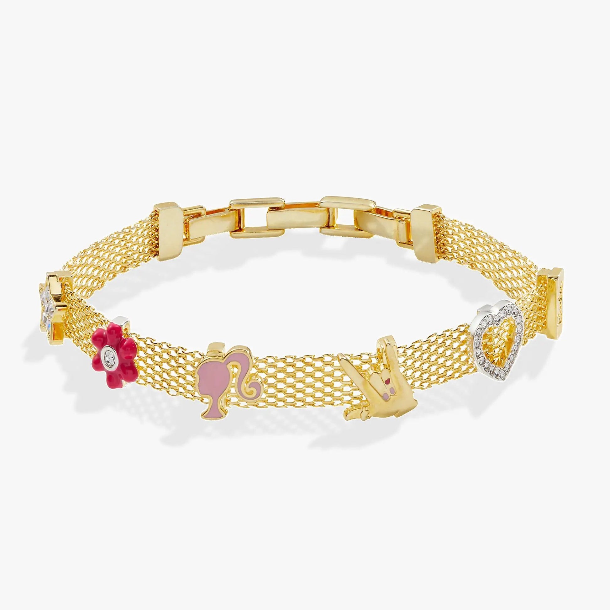 Barbie Multicharm Mesh Chain Bracelet gold-tone by ALEX AND ANI on Tampa Home & Garden Store