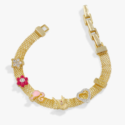 Barbie Multicharm Mesh Chain Bracelet gold tone with crystal star charms ALEX AND ANI on Tampa Home & Garden Store