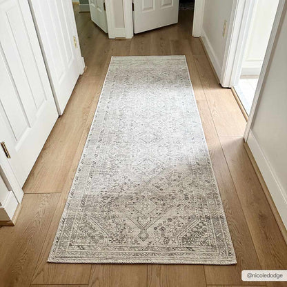 Barny Sage flat-pile washable rug in light gray with geometric pattern Boutique Rugs on Tampa Home & Garden Store