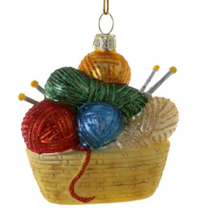 Basket of Yarn Glass Ornament - Tampa Home & Garden Store