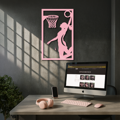 Basketball Girl Silhouette Metal Wall Art – Modern Pink Home Decor - KAFGP184 - Tampa Home & Garden Store