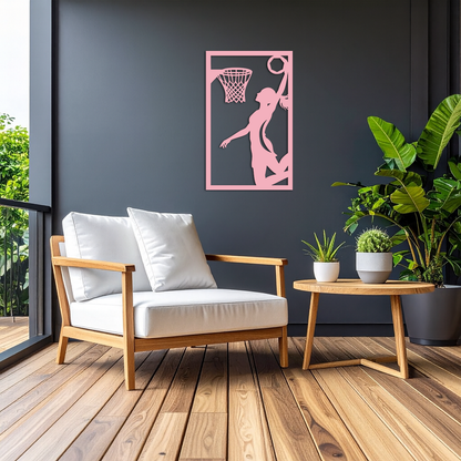 Basketball Girl Silhouette Metal Wall Art – Modern Pink Home Decor - KAFGP184 - Tampa Home & Garden Store