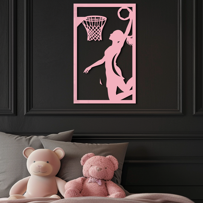 Basketball Girl Silhouette Metal Wall Art – Modern Pink Home Decor - KAFGP184 - Tampa Home & Garden Store