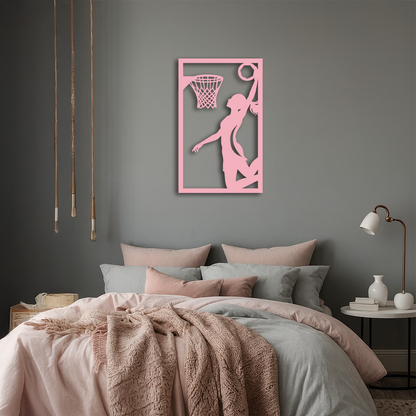 Basketball Girl Silhouette Metal Wall Art – Modern Pink Home Decor - KAFGP184 - Tampa Home & Garden Store