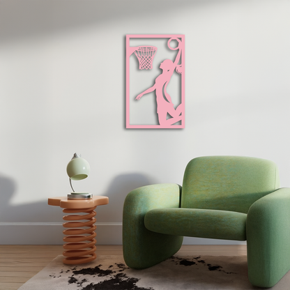 Basketball Girl Silhouette Metal Wall Art – Modern Pink Home Decor - KAFGP184 - Tampa Home & Garden Store