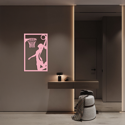 Basketball Girl Silhouette Metal Wall Art – Modern Pink Home Decor - KAFGP184 - Tampa Home & Garden Store