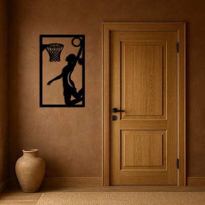 Basketball Girl Silhouette Metal Wall Art – Modern Pink Home Decor - KAFGP184 - Tampa Home & Garden Store