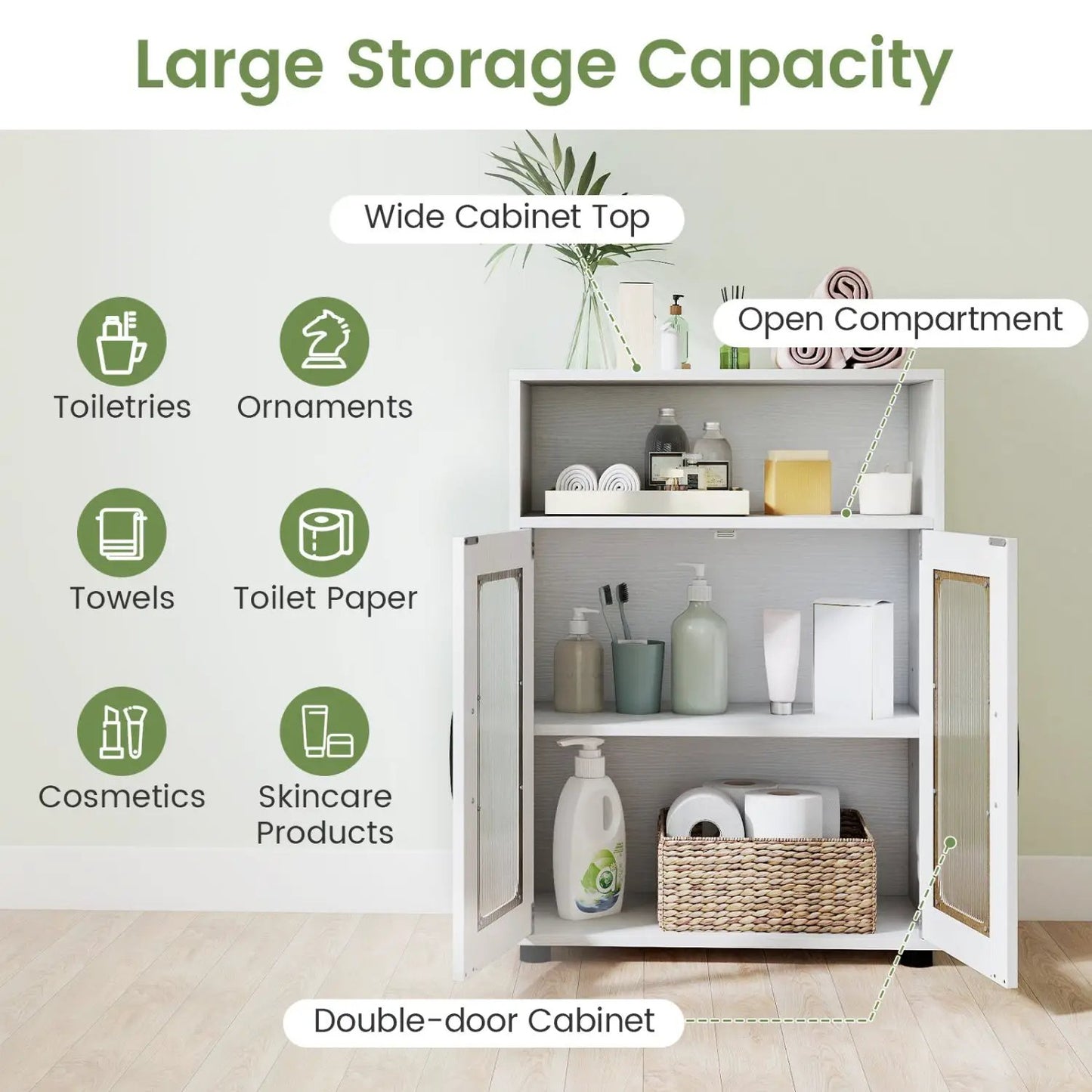 Freestanding Bathroom Cabinet With 2 Doors