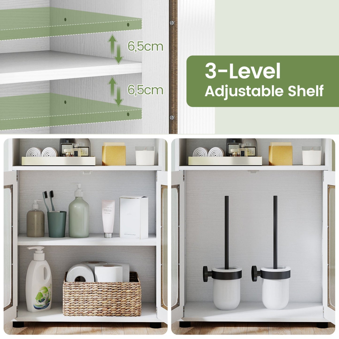 Freestanding Bathroom Cabinet With 2 Doors