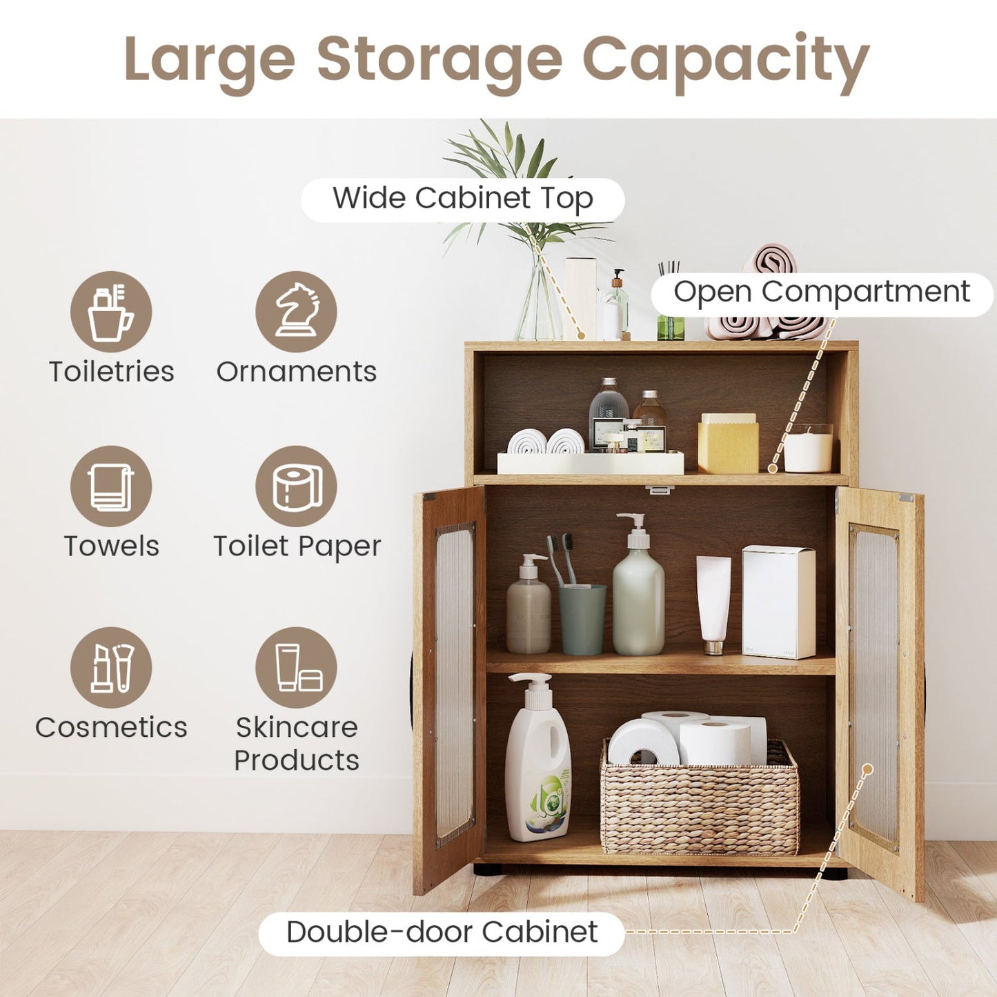 Freestanding Bathroom Cabinet With 2 Doors