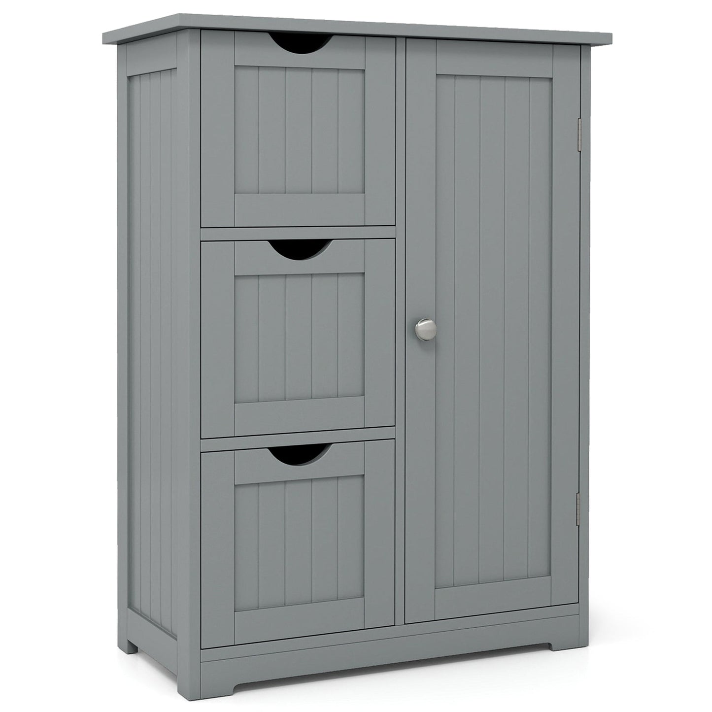Armario de suelo para baño, armario de almacenamiento lateral con 3 cajones y 1 compartimento - Negro