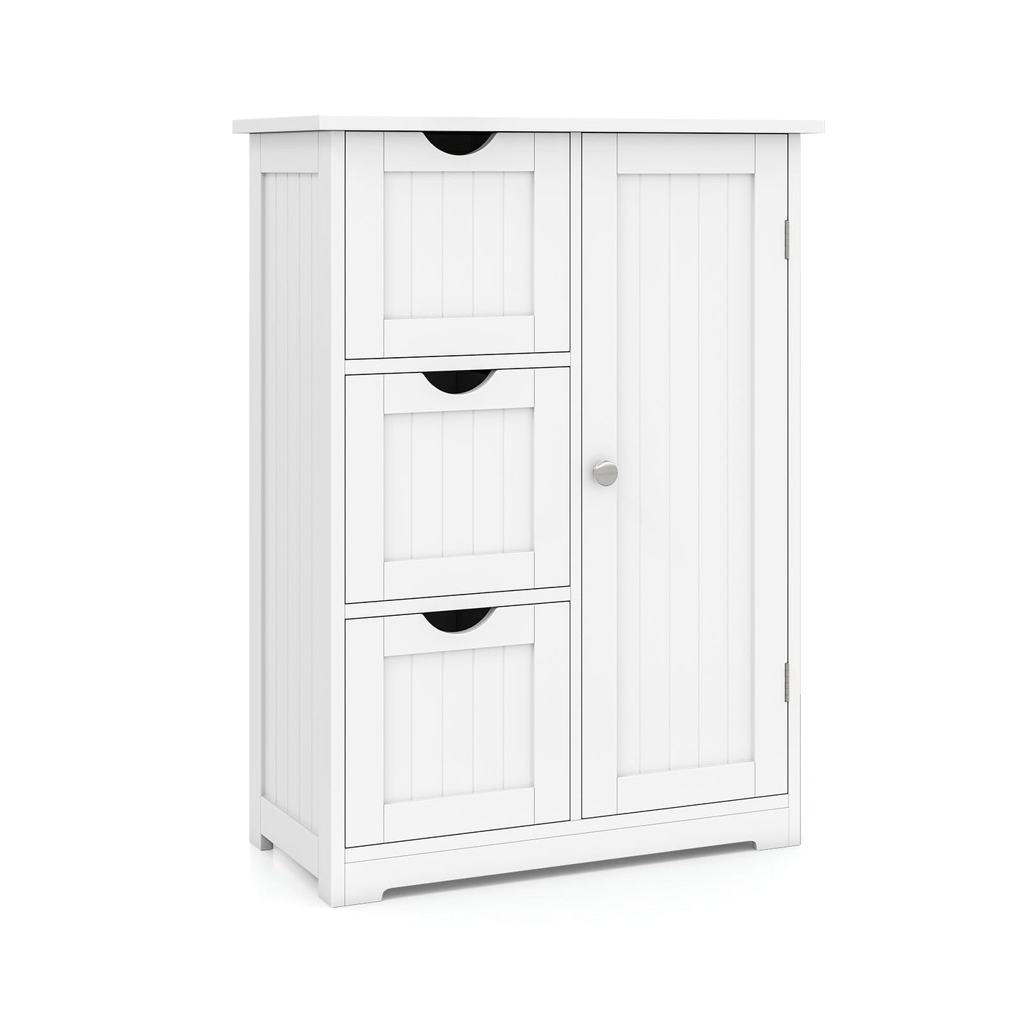 Armario de suelo para baño, armario de almacenamiento lateral con 3 cajones y 1 compartimento - Negro