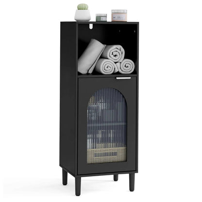 Bathroom Floor Cabinet With Glass Door Adjustable