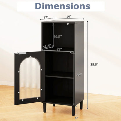 Bathroom Floor Cabinet With Glass Door Adjustable