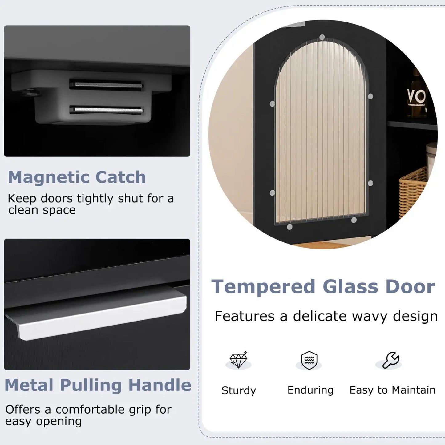 Bathroom Floor Cabinet With Glass Door Adjustable