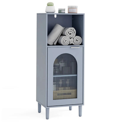 Bathroom Floor Cabinet With Glass Door Adjustable