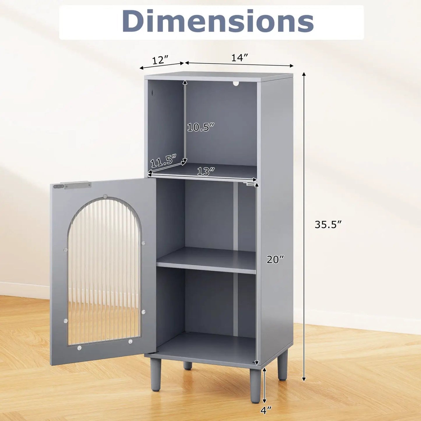 Bathroom Floor Cabinet With Glass Door Adjustable